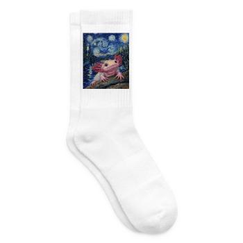 Axolotl Van Gogh Style Nuit étoilée - Chaussettes de tennis - blanc - Droite