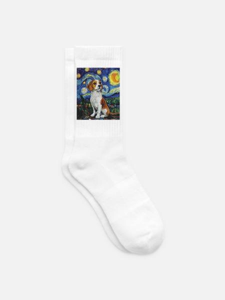 Beagle Hund Van Gogh Style Starry Night - Tennissocken - Weiß