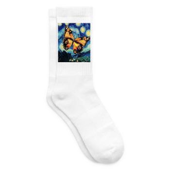Papillon étoilé style Van Gogh - Chaussettes de tennis - blanc - Droite