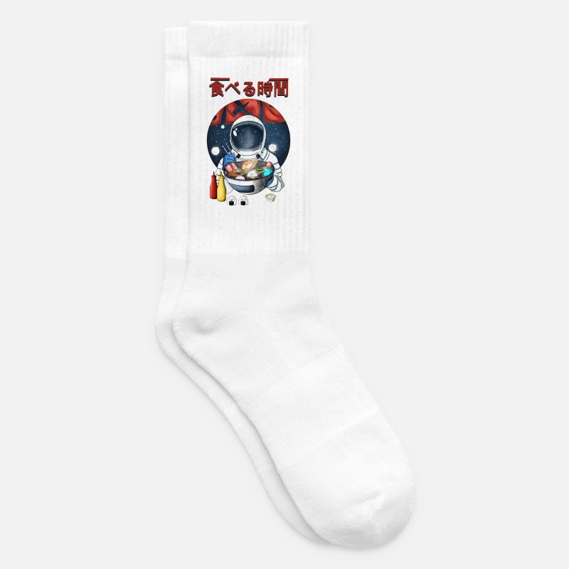 Astronaute mangeant des ramen Nightscape - Chaussettes de tennis - blanc