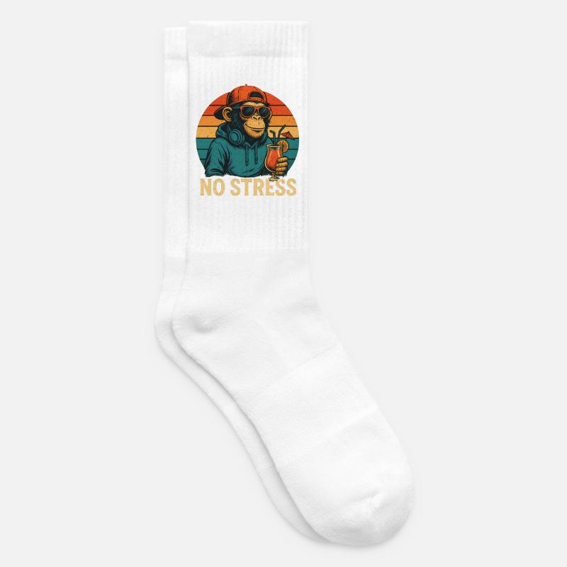Pas de stress - Singe - Chaussettes de tennis - blanc