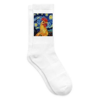 Poulet Coq Poulets Style Van Gogh Étoilé - Chaussettes de tennis - blanc - Droite