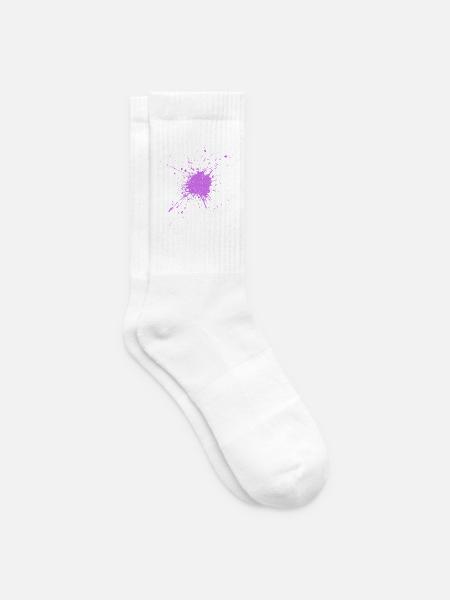 Aquarellartige Farbspritzer - Tennissocken - Weiß