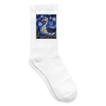 Gans Ente Vogel Van Gogh Style Starry Night - Tennissocken - Weiß - Rechts