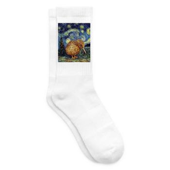 Kiwi Nouvelle-Zélande Style Van Gogh Nuit étoilée - Chaussettes de tennis - blanc - Droite