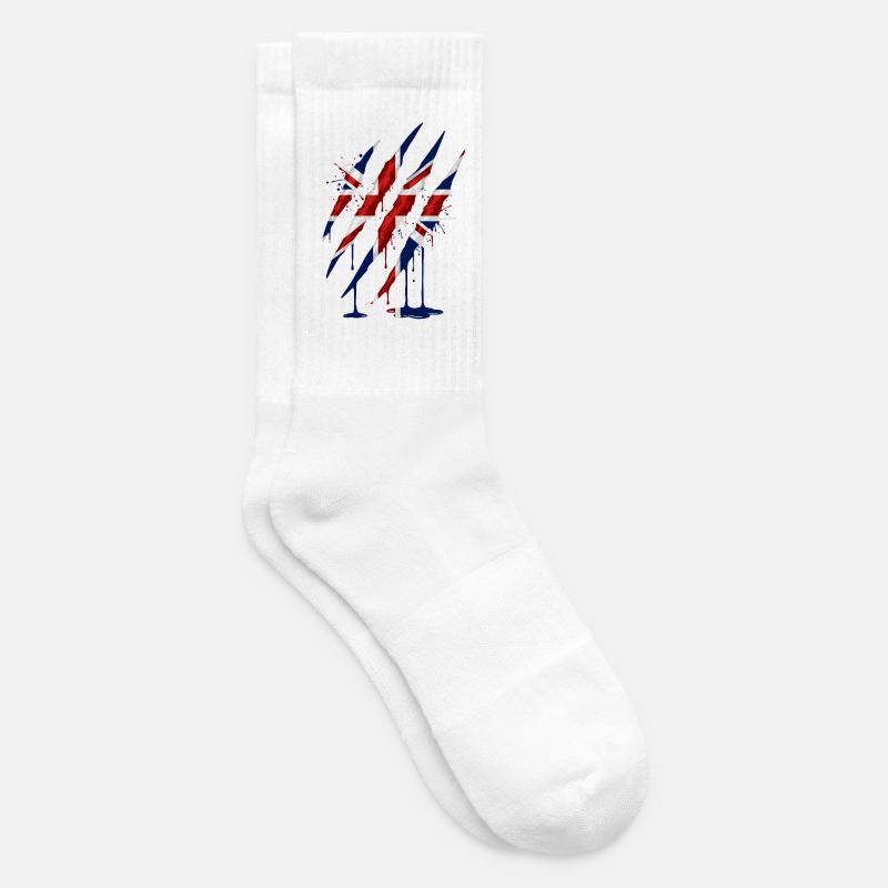 Union Jack Claw Scratch Mark - Tennis socks - white