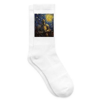 Nuit étoilée à la Ritter Van Gogh - Chaussettes de tennis - blanc - Droite