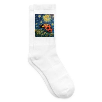 Ladybug Van Gogh Style Starry Night - Tennis socks - white - Right