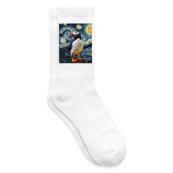 Papageientaucher Vogel Van Gogh Style Starry Night - Tennissocken - Weiß - Rechts