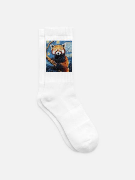 Roter Panda Bär Van Gogh Style Starry Night - Tennissocken - Weiß