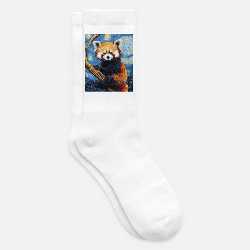 Roter Panda Bär Van Gogh Style Starry Night - Tennissocken - Weiß