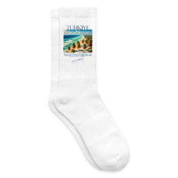 Turkey Bodrum Beach Holiday Design – Visit Bodrum - Tennis socks - white - Right