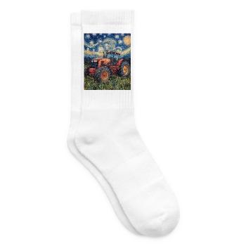 Traktor Bauer Landwirt Van Gogh Style - Tennissocken - Weiß - Rechts