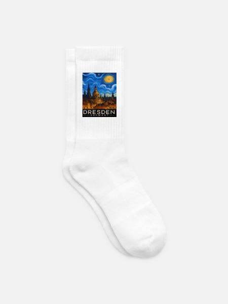 Dresden Nachtlicht Skyline - Tennissocken - Weiß