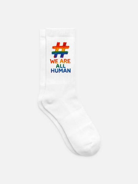 #WeAreAllHuman – Regenbogen Watercolor Design - Tennissocken - Weiß