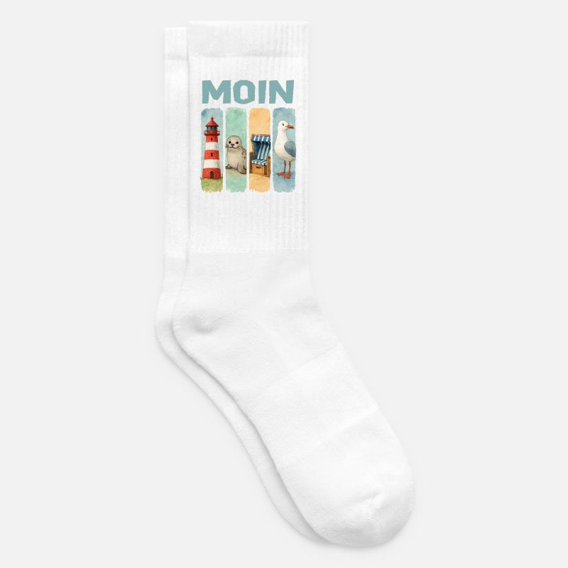 Moin Leuchtturm Robbe Strandkorb Möwe Küste - Tennissocken - Weiß