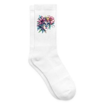Floral mask in masquerade ball style - Tennis socks - white - Right