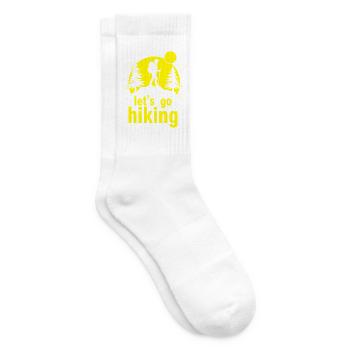 Let's go hiking mountaineer hiker silhouette - Tennis socks - white - Right