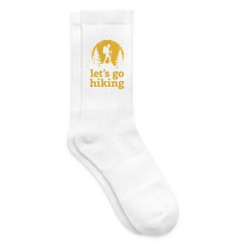 Let's go hiking mountaineer hiker silhouette - Tennis socks - white - Right