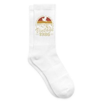 1986 Vintage Retro Geburtstagsgeschenk - Tennissocken - Weiß - Rechts