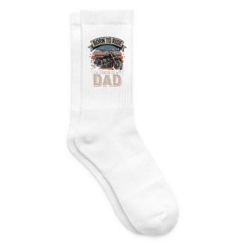 Born To Ride Forced To Dad Lustiger Biker Spruch - Tennis socks - white - Right