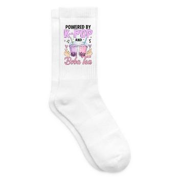 Powered By K Pop And Boba Tea - Tennis socks - white - Right