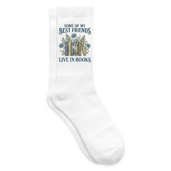 Amateurs de livres Amis botaniques vintage (texte de la Marine) - Chaussettes de tennis - blanc - Droite