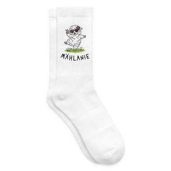 Mählanie – Süßes tanzendes Schaf mit Wortspiel - Tennissocken - Weiß - Rechts