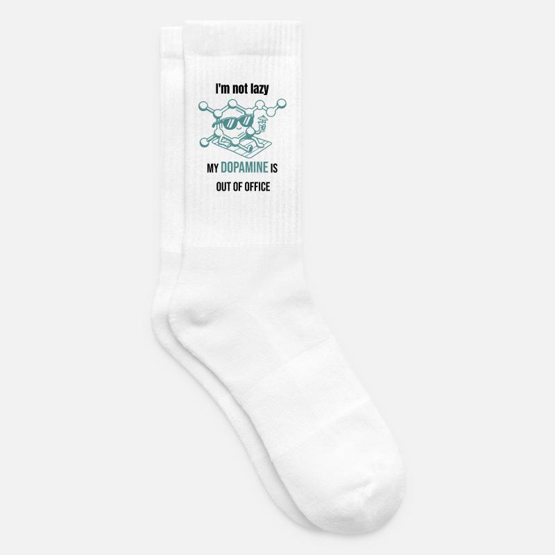 Dopamine Molecule - I'm Not Lazy - Tennis socks - white