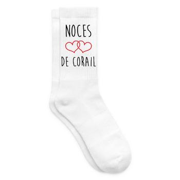 Coral Wedding 11 Jahre Ehe - Tennissocken - Weiß - Rechts