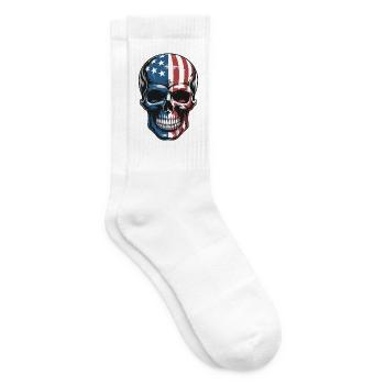 USA Totenkopf - Patriot Skull Design - Tennissocken - Weiß - Rechts
