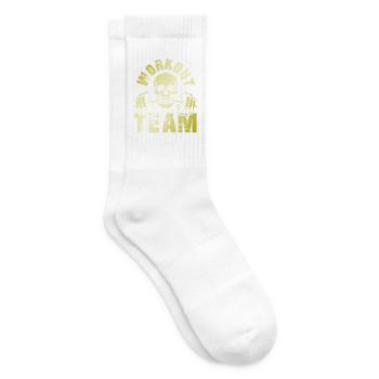Workout Team Totenkopf Hantel Gold - Tennissocken - Weiß - Rechts