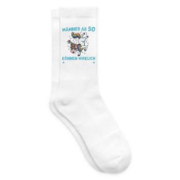 50e anniversaire de la licorne masculine 50 ans - Chaussettes de tennis - blanc - Droite