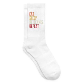 Essen, schlafen, sei Dennis, wiederhole Retro-Name - Tennissocken - Weiß - Rechts