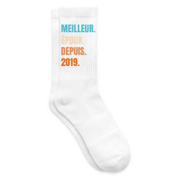 Bester Ehemann seit 2019 Geschenk-Ehemann - Tennissocken - Weiß - Rechts