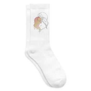 Frau Porträt Line Art Illustration  - Tennissocken - Weiß - Rechts