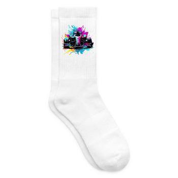 Voitures de course Voitures colorées avec des illustrations de plafond - Chaussettes de tennis - blanc - Droite