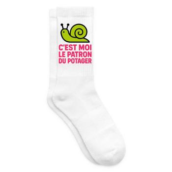 C'est Moi le Patron du Potager : Design Escargot - Chaussettes de tennis - blanc - Droite