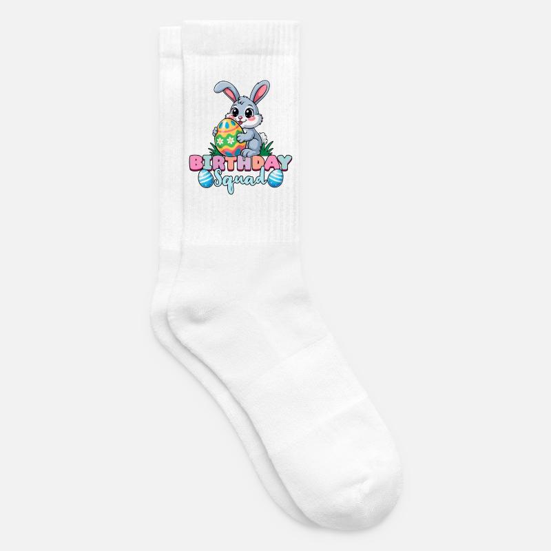 Birthday Squad Happy Easter Bunny Spring - Tennis socks - white