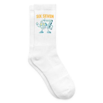 Six Seven 67 Italian Brainrot Robot Meme Humor - Tennis socks - white - Right