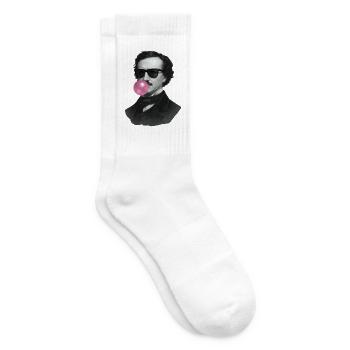 Edgar Allan Poe mit Kaugummi und Sonnenbrille - Tennissocken - Weiß - Rechts