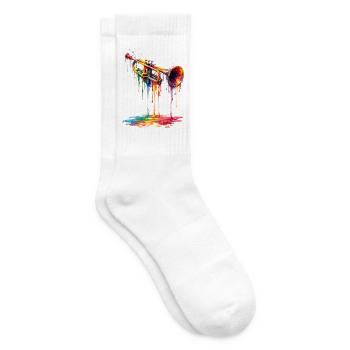 Trumpet with dripping paint - Tennis socks - white - Right