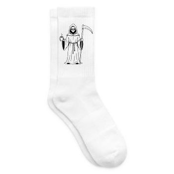 Sensenmann mit einer Tasse Kaffee - Tennissocken - Weiß - Rechts