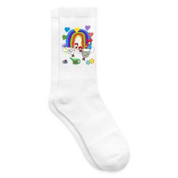 Fleurs arc-en-ciel fantastiques pour enfants poules - Chaussettes de tennis - blanc - Droite