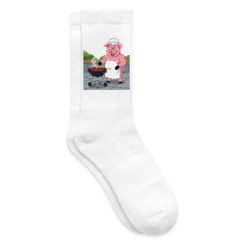 Grillendes gemütliches Schwein - Tennissocken - Weiß - Rechts