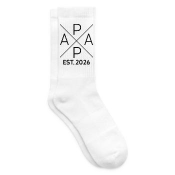 Papa Est 2026 Minimalist Cross Black - Tennis socks - white - Right