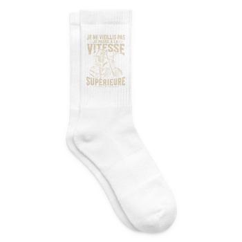 je ne vieillis pas Motard Cadeau humour personnali - Chaussettes de tennis - blanc - Droite