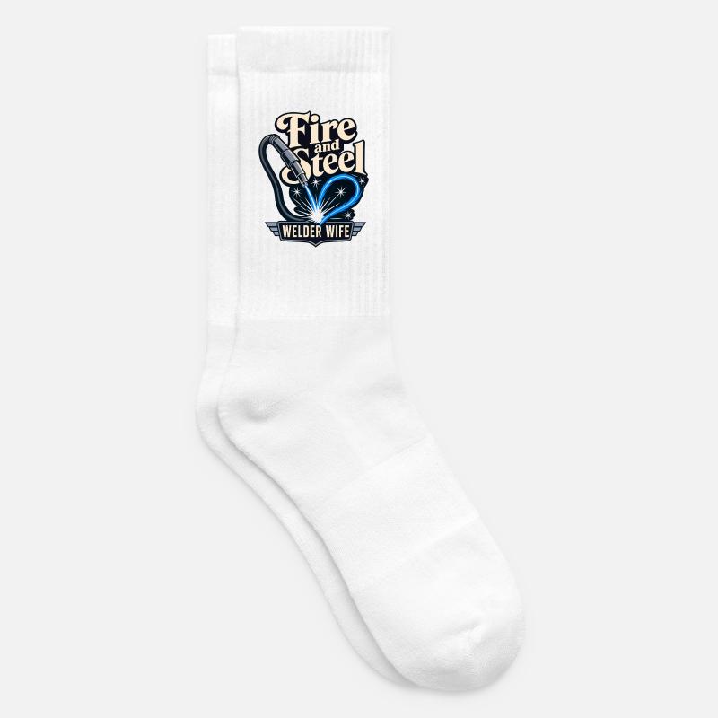Épouse soudeuse Fire et conception de cœur de torche en acier - Chaussettes de tennis - blanc