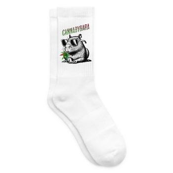 Cannabybara Chill Capybara Cannabis Style - Tennissocken - Weiß - Rechts
