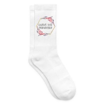 Best Hairdresser – Friseurin Geschenk Beruf - Tennissocken - Weiß - Rechts